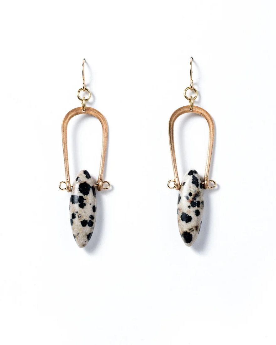 Michelle Starbuck Dalmatian Jasper Amulet Earrings