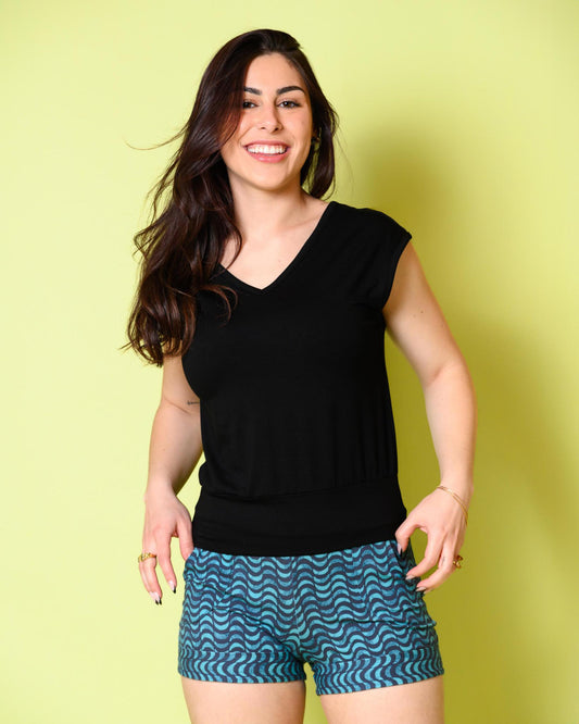 Squasht Banded Tee Solid Black