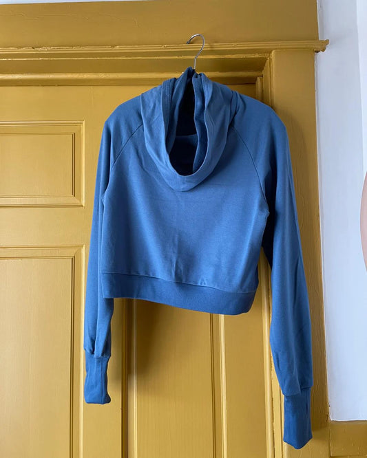 Wulfka Audrey Cropped Hoodie with Thumbholes in Sky Blue