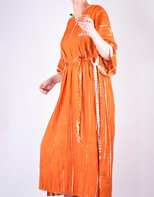 Txtile Tie Dye Kaftan/ Swim Cover Up - Tangerine