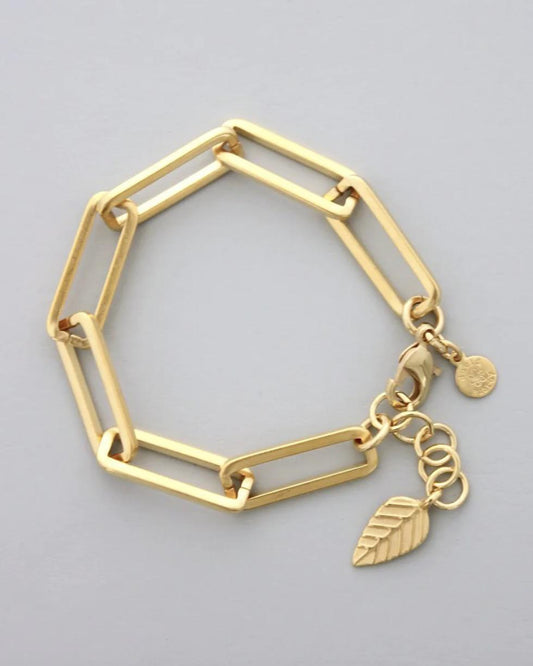 David Aubrey Gold Paperclip Chain Bracelet