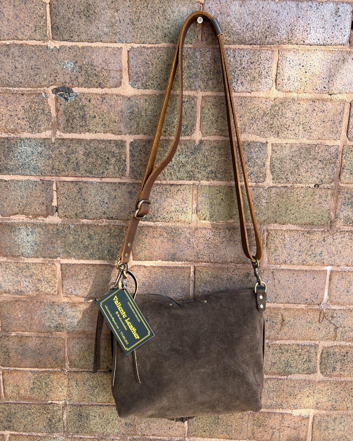 Vallente Leather Fringe Handbag in Chocolate Brown