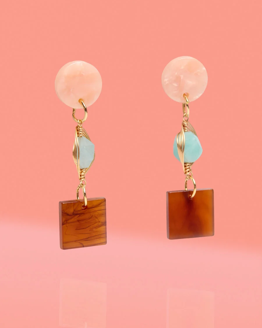 Tribe + Temple Mid Century Statement Three Tier Dangle Earrings