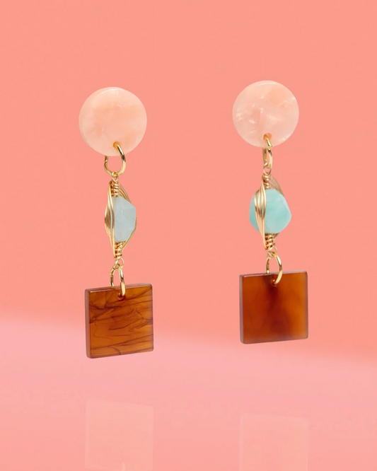 Tribe + Temple Mid Century Statement Three Tier Dangle Earrings