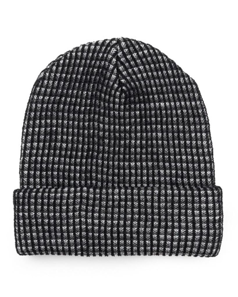 Verloop Simple Grid Rib Knit Beanie Hat in Black & Grey