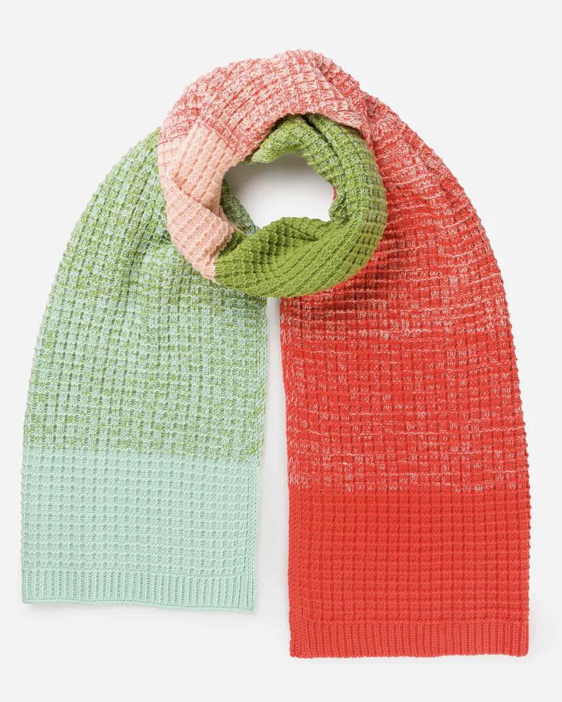 Verloop Sunrise Sunset Waffle Scarf - Blush & Green