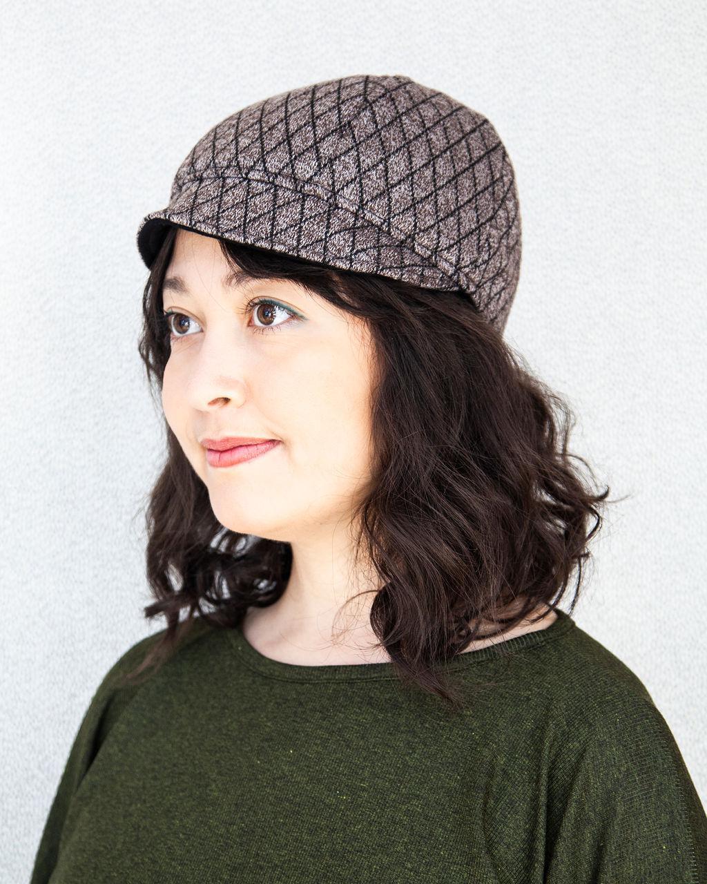 Squasht Bella Hat in Quilted Soft Brown Sweater Knit (Reversible)