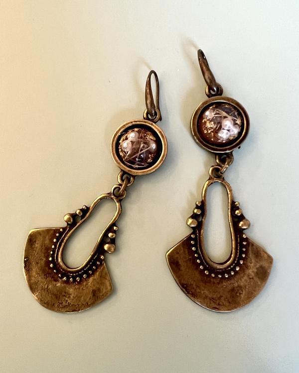 Pajaro Negro Ornate Brass Earrings