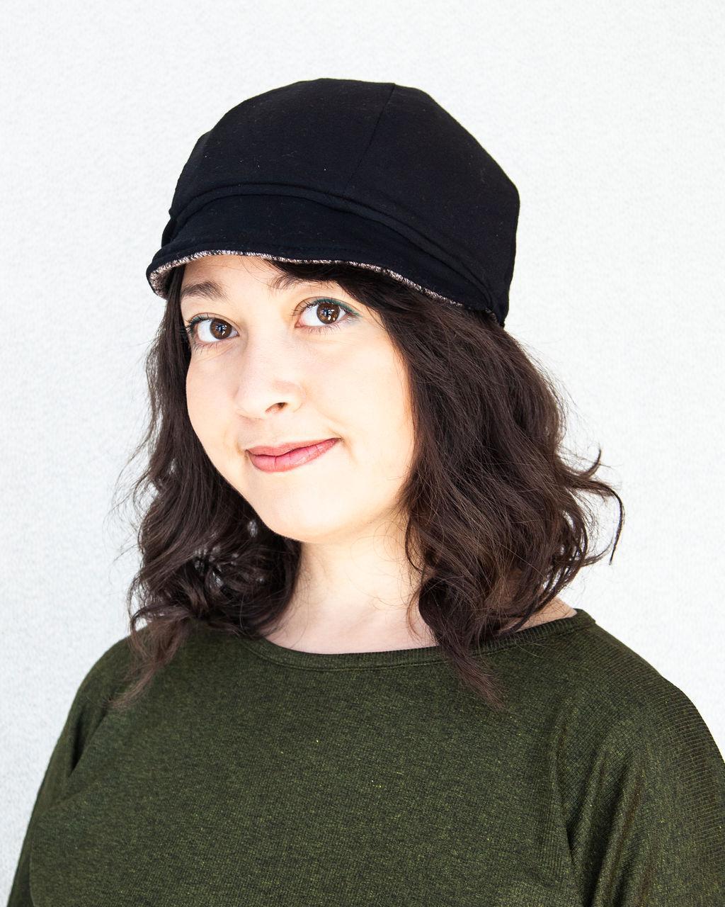 Squasht Bella Hat in Quilted Soft Brown Sweater Knit (Reversible)