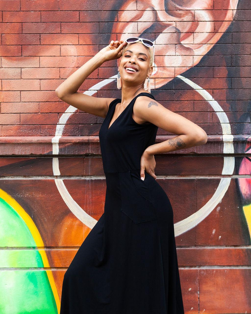 Squasht Maxi Dress Solid Black Large Squasht Maxi Dress Solid Black Large