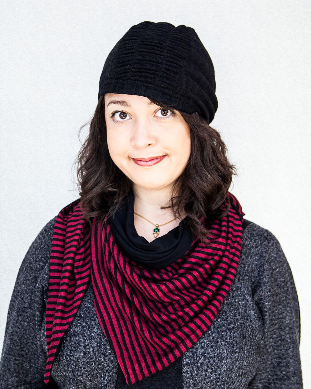 Squasht Slouch Hat in Solid Black Sweater Knit