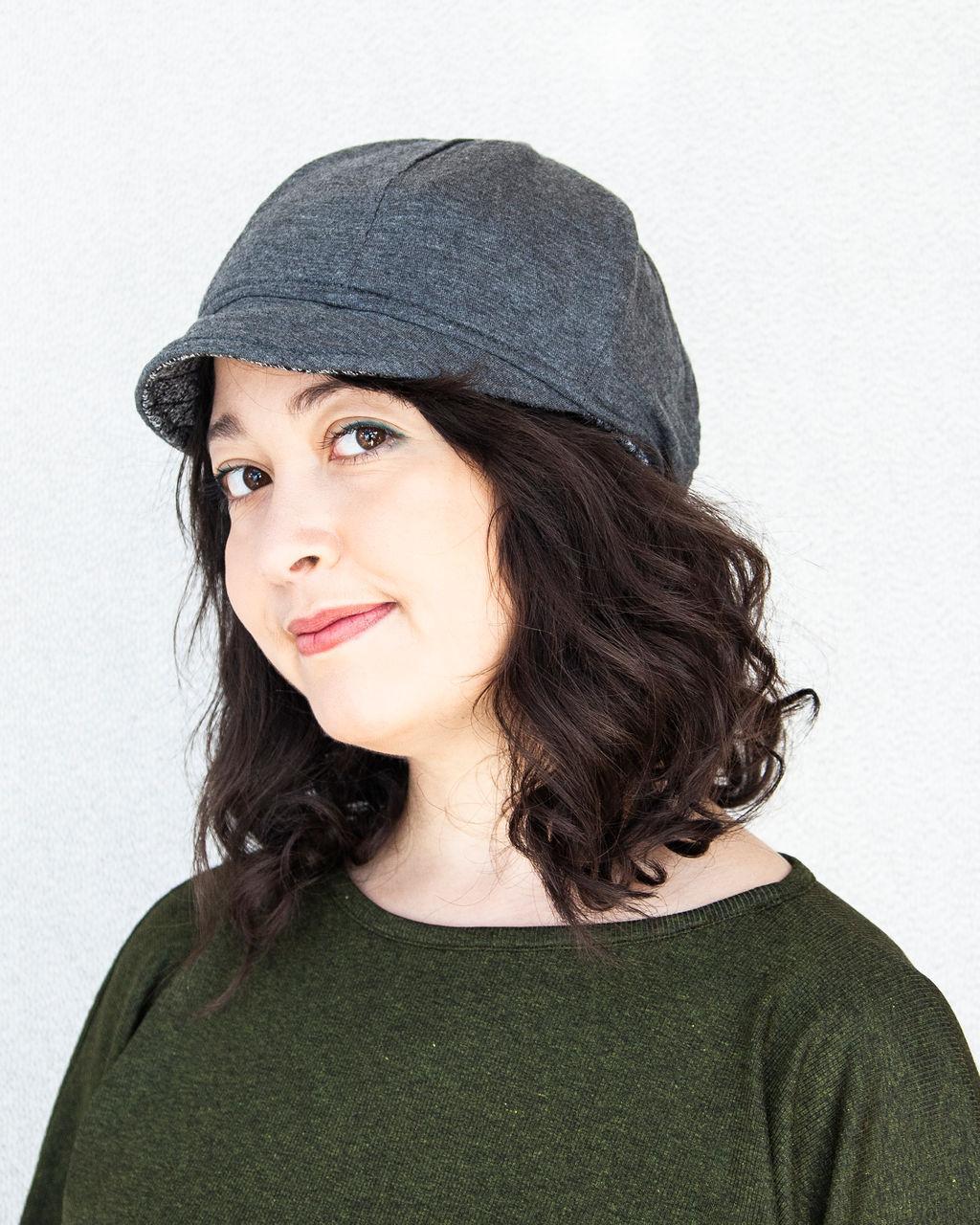 Squasht Bella Hat in Quilted Grey Sweater Knit (Reversible)