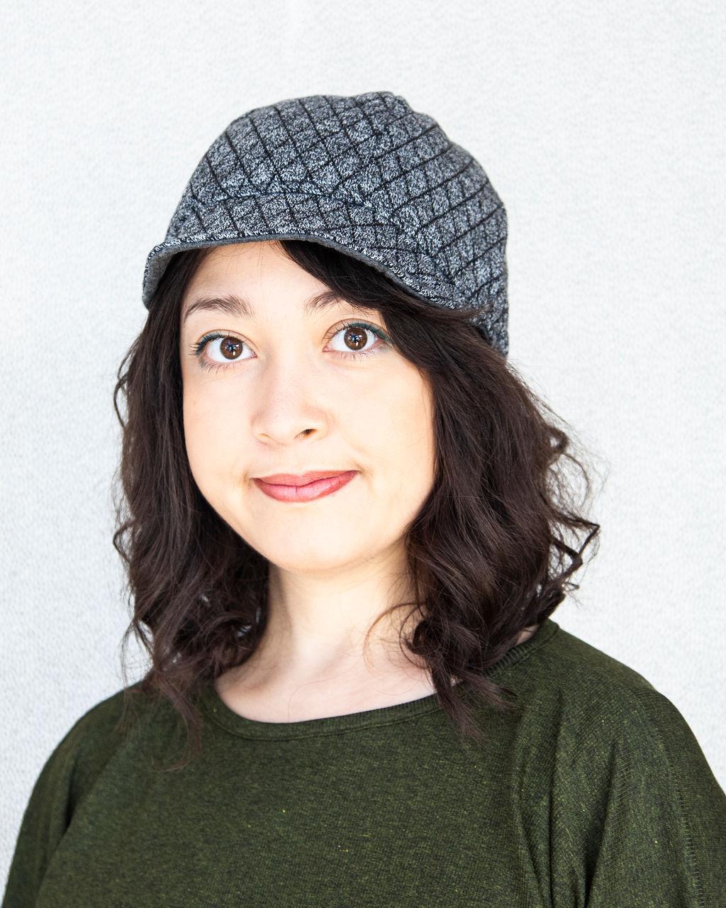 Squasht Bella Hat in Quilted Grey Sweater Knit (Reversible)