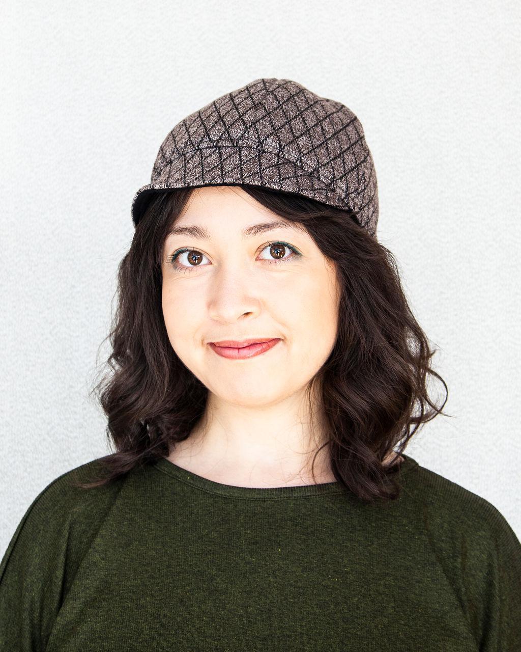 Squasht Bella Hat in Quilted Soft Brown Sweater Knit (Reversible)