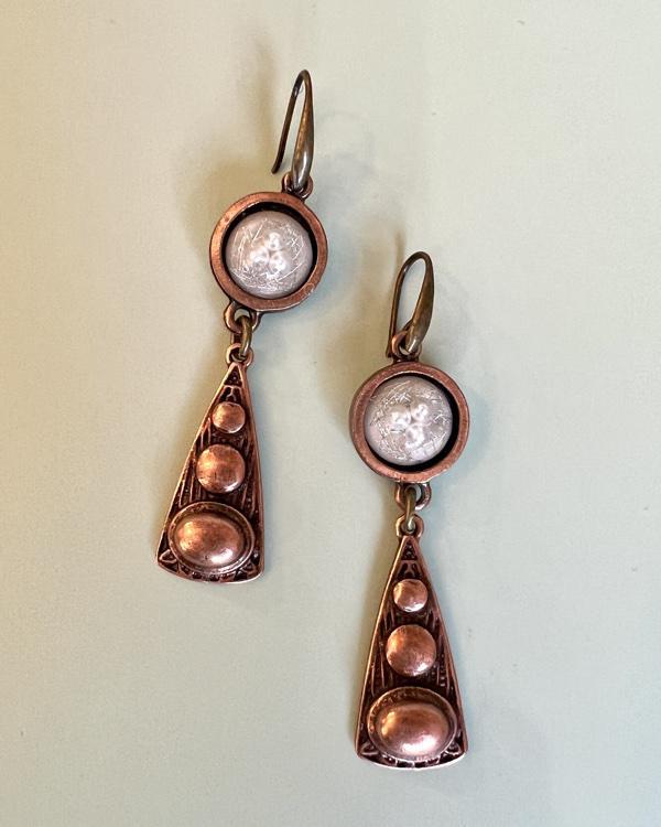 Pajaro Negro Ornate Copper Earrings
