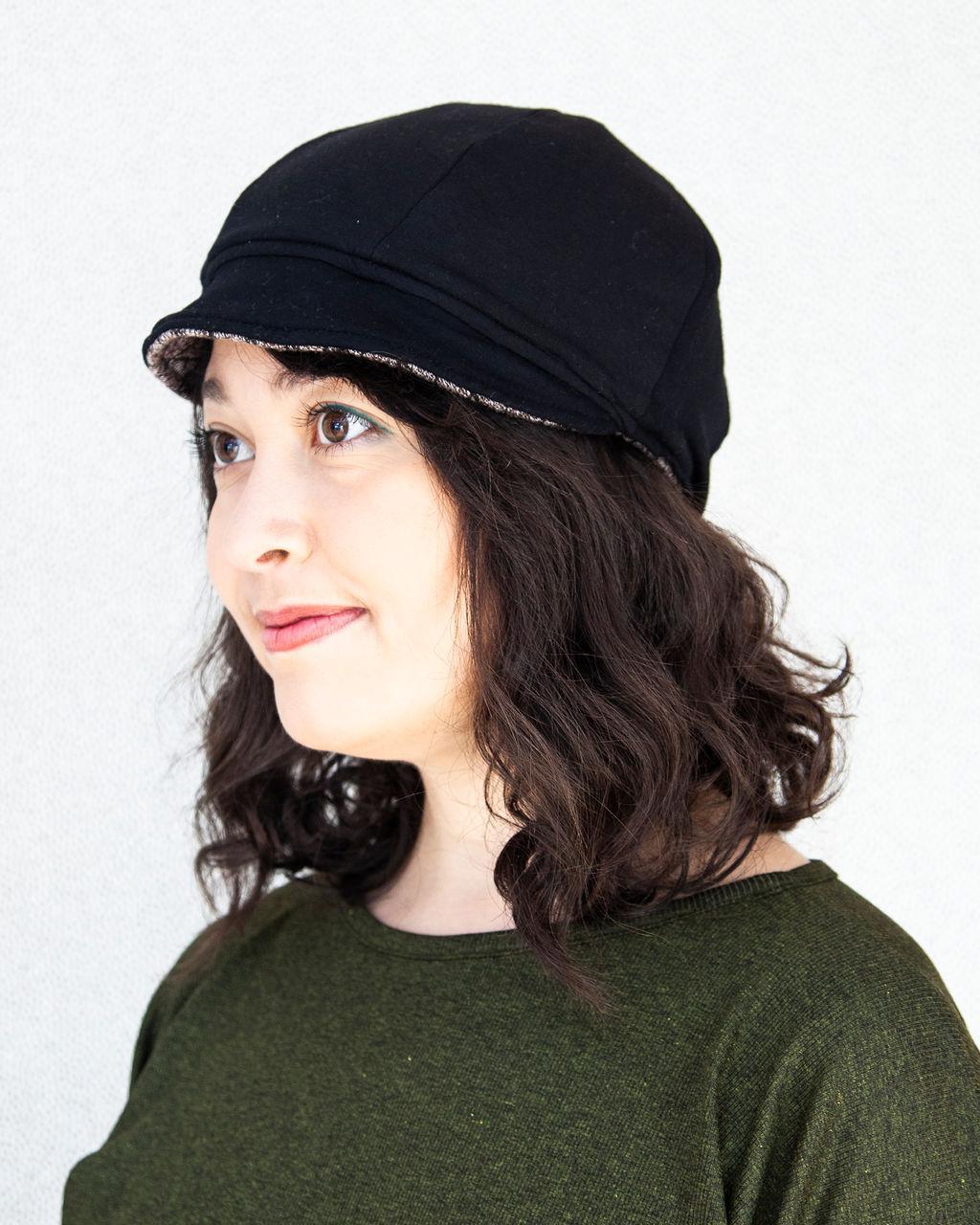 Squasht Bella Hat in Quilted Soft Brown Sweater Knit (Reversible)