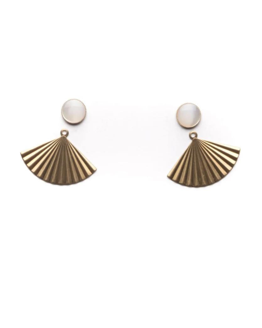 Michelle Starbuck Pleat Jacket Earrings Mother of Pearl