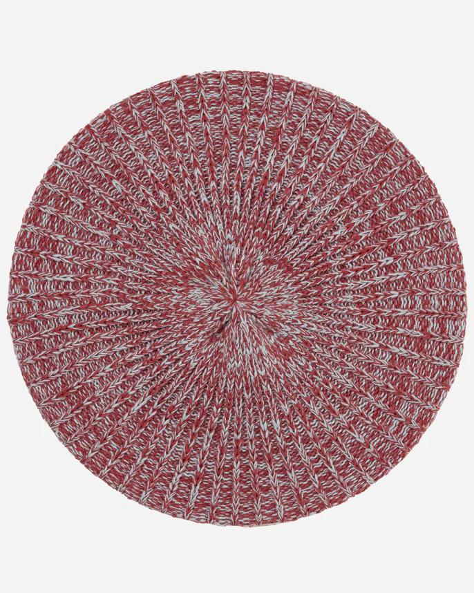 Verloop Static Swatch Beret in Stone Blue & Wine Red