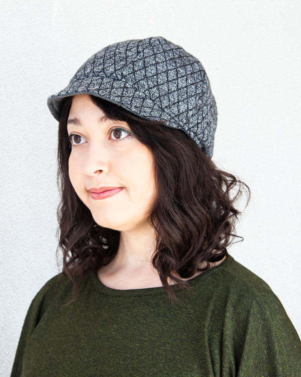 Squasht Bella Hat in Quilted Grey Sweater Knit (Reversible)